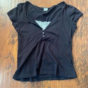 Vintage 90s y2k black and white lace top